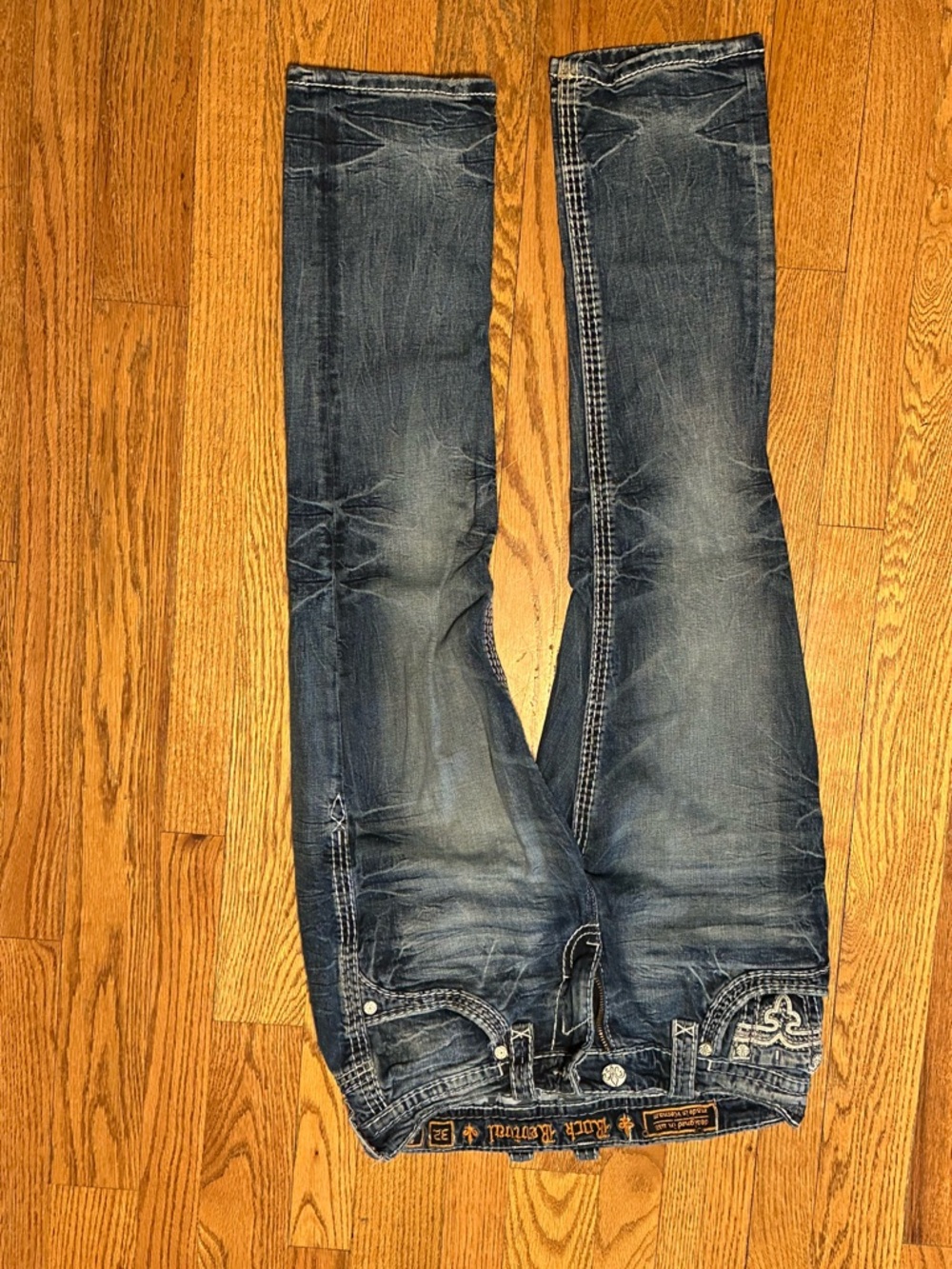 Rock Revival Men's Faded Blue Bootcut Jeans